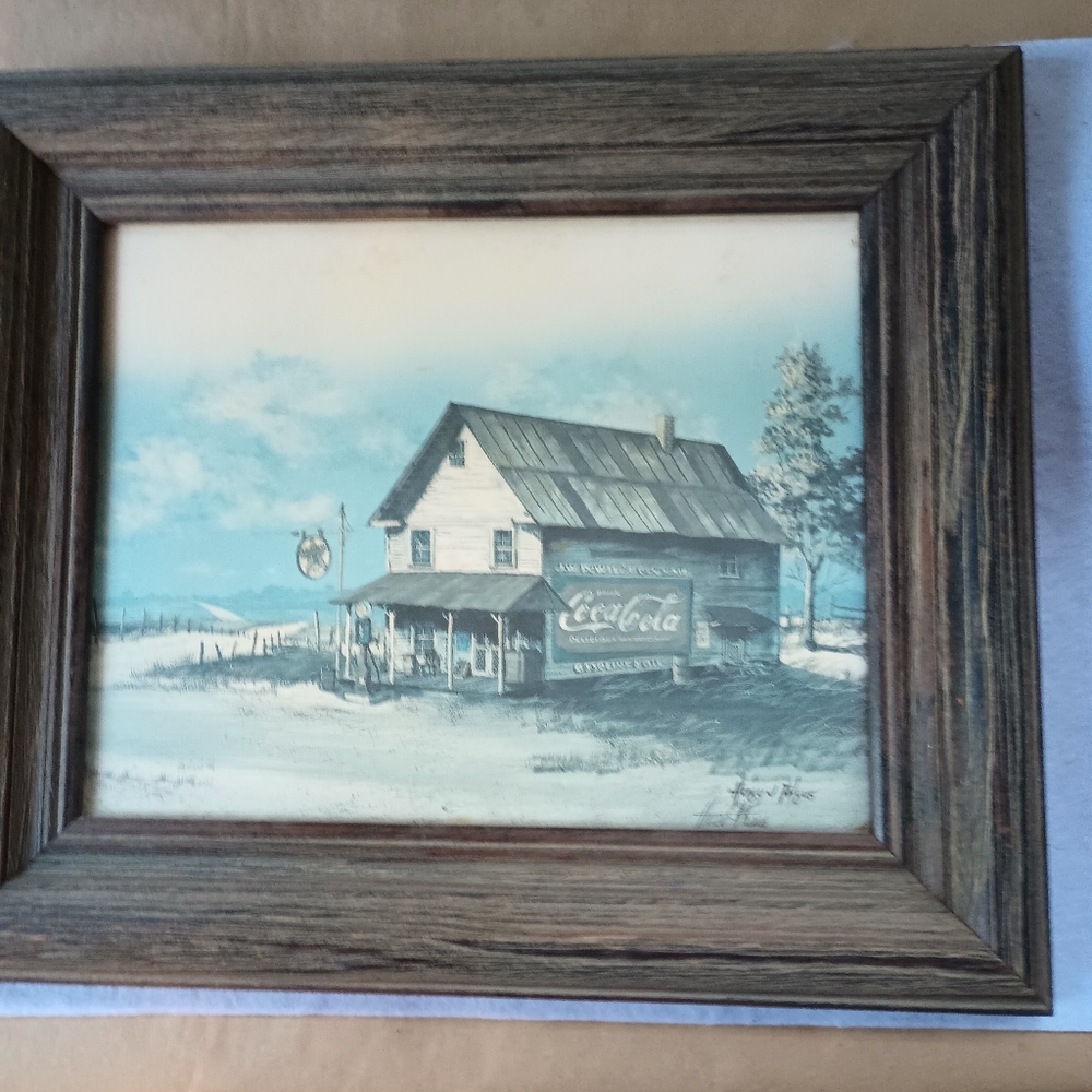 Coca-Cola Rustic House Art with Wooden Frame
